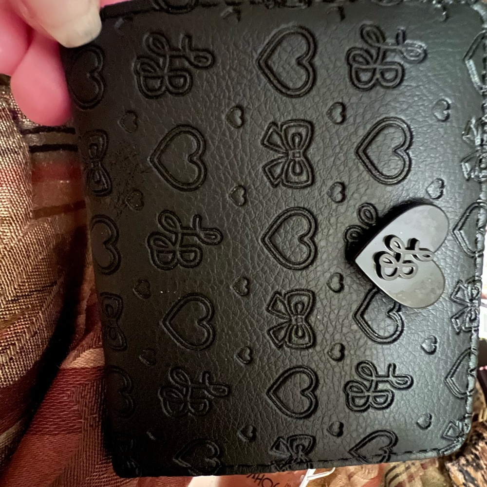 SOLD!! Betsey Johnson Black Heart & Bow Embossed Wallet
